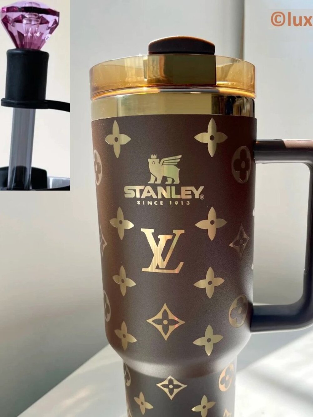 💗 Graduation Mother's Day Gift Anniversary Stanley LV Brown Tumbler w/ Gem!